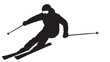 © Zulfa - Black silhouette of a skier, vector illustration. Winter sports design element.