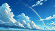 © Sayed - Vibrant rainbow arcs across a bright blue sky filled with fluffy white clouds