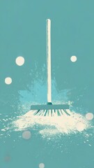 Wall Mural - the image depicts a broom sweeping through a starry sky, symbolizing the act of cleaning or clearing