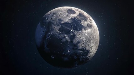 Wall Mural - Close-up image of the moon with light reflection and starry background.