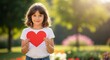 © FalghiStock - Girl Holding Red Heart In Park