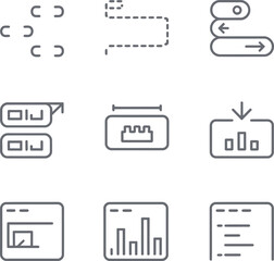 Vector icons depicting various web development and network elements