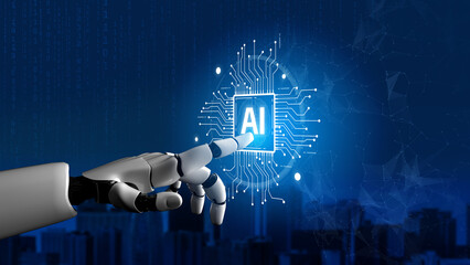 Wall Mural - ai assistant brain processor with llm technology, big data, machine learning, generative ai for busi