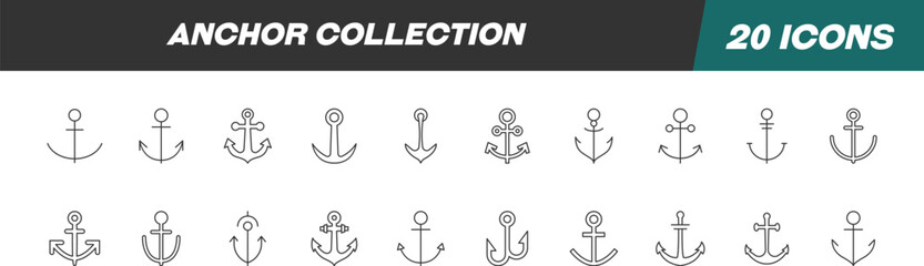 Wall Mural - signs of anchor for shops and stores. suitable for books, stores, shops. editable stroke in minimali