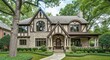 © Rakibul - Charming tudor style stone house with manicured lawn and mature trees