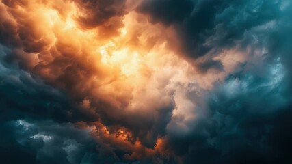 Wall Mural - a plane soaring through a cloudy sky with puffy white clouds and blue background