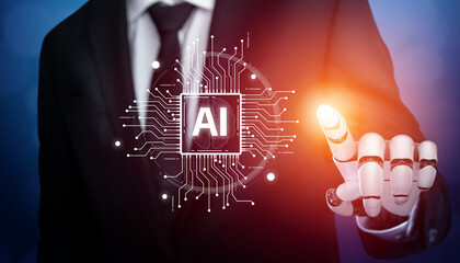 Wall Mural - ai assistant brain processor with llm technology, big data, machine learning, generative ai for busi