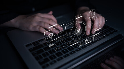 Wall Mural - ai interface showing how artificial intelligence powers systems. ai artificial intelligence transfor