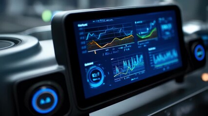 Wall Mural - futuristic dashboard displaying various colorful graphs and statistics, representing innovative appr