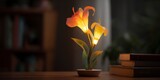 Orange lily flower lamp on table decor
