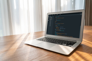 Wall Mural - software development programming on computer screen for modish application and program coding