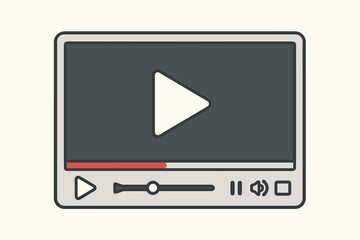 Wall Mural - video media player interface vector illustration. digital movie or film window with play button and 