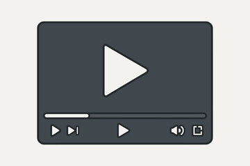 Wall Mural - video media player interface. simple vector illustration of a digital movie or film window frame wit