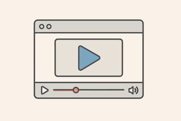 Wall Mural - video player interface vector illustration. simple cartoon design of online movie software with play