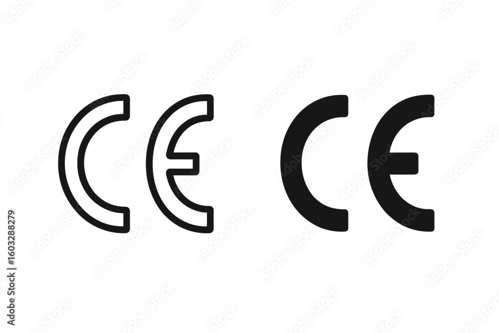 CE mark icon set for European conformity. Vector symbol of ...