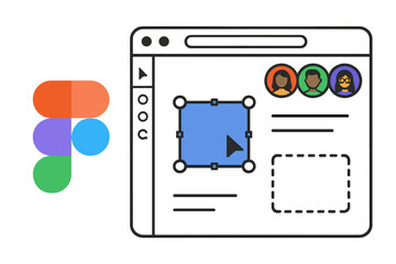 figma logo with ui/ux design interface. vector illustration of app development, prototyping, and onl