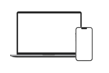 laptop and smartphone mockup with blank screen. modern computer and mobile phone with empty display 