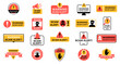 © 4zevar - Scam alert warning sign, caution badge set