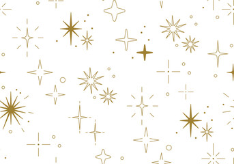 Wall Mural - seamless pattern with golden stars. christmas, birthday design in golden color on a light background