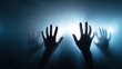 © Cre-AI-Tor  - Silhouetted Hands Pressed Against Foggy Glass Panel