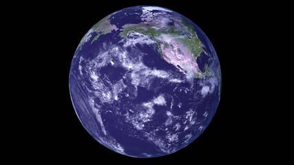Wall Mural - The photorealistic earth seamless looping rotating animation of close-up America continent created by 3D modeling as daytime no night light and normal color more high resolution version.