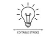 © Michael - Light bulb line icon for creative idea, innovation, and inspiration. Editable stroke for custom design. Vector illustration symbol of energy, solution, and electricity.