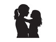 © Jafree - Black silhouette of woman holding child, isolated on white background, graphic illustration. concept of motherhood, family bond, maternal care, love, parenting, design element