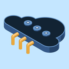 Wall Mural - isometric cloud computing. cloud technology concept. web hosting concept. isometric technology. isom