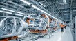 © DigitalSpace - Wide shot of innovative car production facility featuring automated conveyor systems.