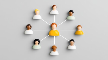 Referral program, Refer friend and earn concept, Network of diverse people connected to a central figure.