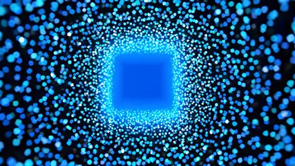 Wall Mural - Blue particle light effect background material blue light spot tunnel shuttle