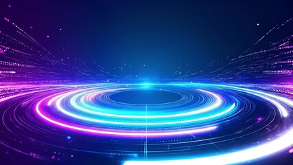 Wall Mural - abstract circular light streaks create a futuristic technology background