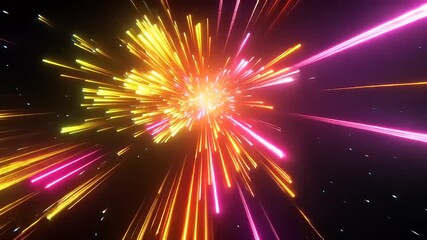 Wall Mural - vibrant explosion of colorful light rays creating a dynamic visual effect in a dark background