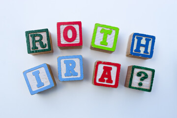 Wall Mural - roth ira building blocks design element for financial literacy concept. retirement savings backgroun