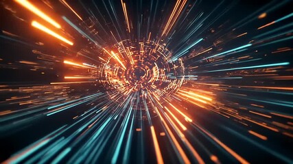 Wall Mural - abstract representation of light trails creating a dynamic sense of speed and motion in a digital sp
