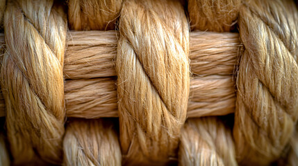 Close-up of woven brown rope texture