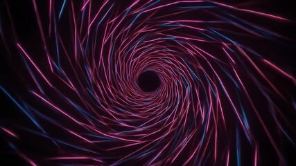 Wall Mural - Data tunnel pink & blue lines spiral to dark center, showing connectivity, for tech industry use