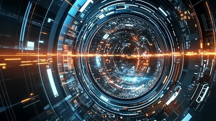 Wall Mural - Futuristic digital vortex with glowing lines and data patterns, representing advanced technology concepts