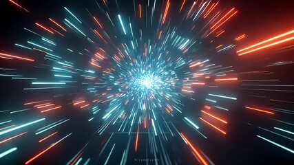 Wall Mural - Futuristic light burst with vibrant colors creating a sense of speed and motion in a digital landscape