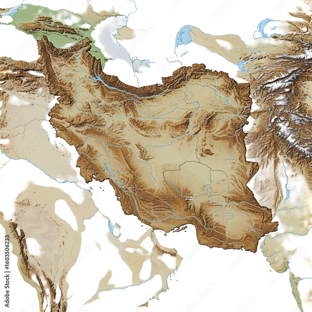 Ancient Styled Elevation Map of Iran Stock Illustration | Adobe Stock