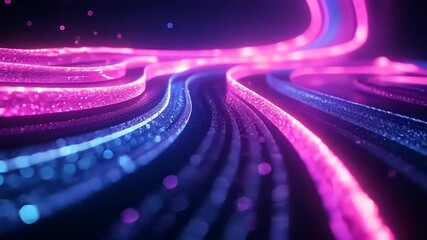 Wall Mural - Vibrant abstract waves of light with glowing particles creating a dynamic visual effect