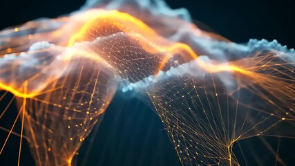 Wall Mural - Abstract visualization of glowing energy waves intertwining in a digital space, creating dynamic patterns