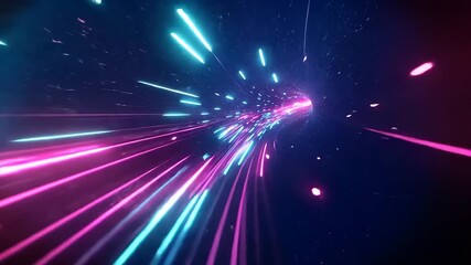 Wall Mural - Abstract light trails creating a dynamic sense of motion in a futuristic digital environment
