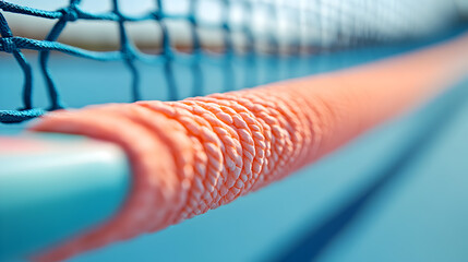 Woven barrier on a blue court
