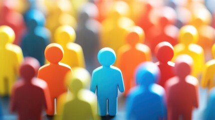 Wall Mural - colorful figures representing individuals in a crowd, highlighting diversity and unity in social net