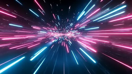 Wall Mural - Abstract representation of fast-moving light streaks in a vibrant, futuristic digital environment