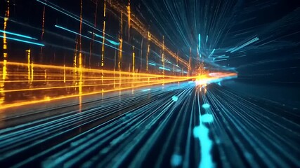 Wall Mural - Dynamic abstract background showcasing vibrant light trails in a futuristic digital landscape