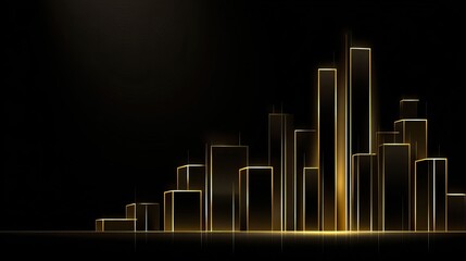 Canvas Print - golden city skyline night illustration