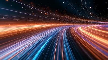 Wall Mural - Dynamic light trails creating a sense of motion in a dark space, evoking speed and energy