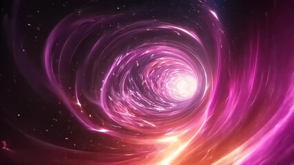 Wall Mural - Vibrant cosmic vortex swirling with pink and purple hues, leading to a bright center, evoking wonder